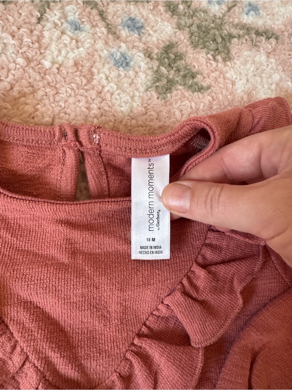 Girls' Ruffle Front Long-Sleeve Top - Rust - Picture 2 of 2